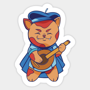 D&D Bard Class Kawaii Cat T-Shirt Sticker